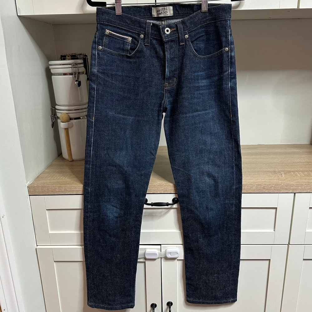 Naked & Famous‎ Weird Guy Selvedge Jeans Mens 29x27 Stretch Dark Wash Button Fly